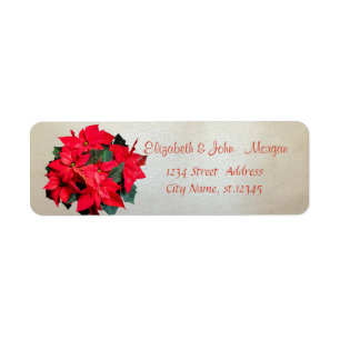 Étiquette Élégant, chic, poinsettia de Noël