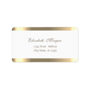 Étiquette Élégant Chic Simple, Blanc, Grillé