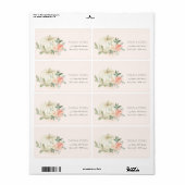 Étiquette Elégant Citrouille blanc doux Blush Floral Adresse (Feuille entière)