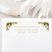 Étiquette Élégant Citrus Orange Branch Adresse de retour Lab (En situation)