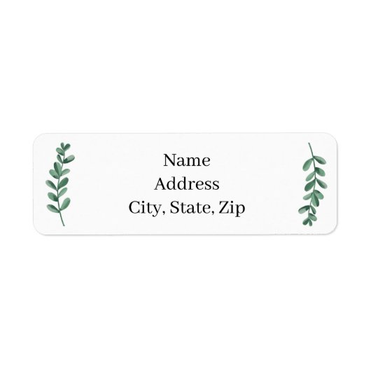 Étiquette Elégant Classic Aquarelle Green Feuilles Adresse (Devant)