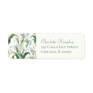 Étiquette Elegant Classic Calla Lily Jolie Adresse de retour