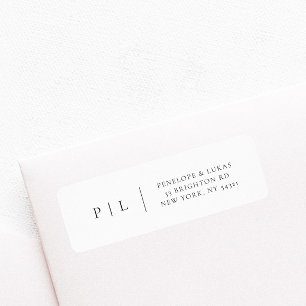 Étiquette Élégant Classic Minimal Monogramme Adresse de reto
