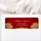 Étiquette Élégant Classy Rouge or Lotus Mariage indien (En situation)