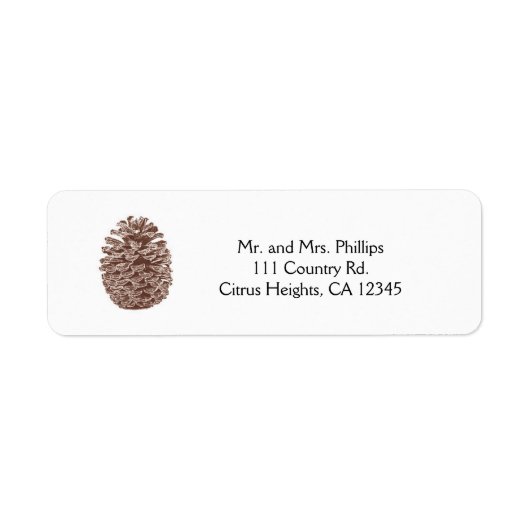 Étiquette Élégant Cône de Pin Rustique Simple Mariage Champê (Devant)
