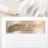 Étiquette Elégant Confetti, Brush Stroke, Or Rose (En situation)