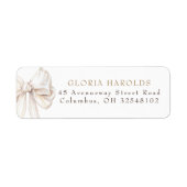 Étiquette Elegant Cream White Bow Bridal Shower (Devant)