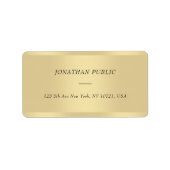 Étiquette Elégant Cursive Police Name Gold Modern Address (Devant)