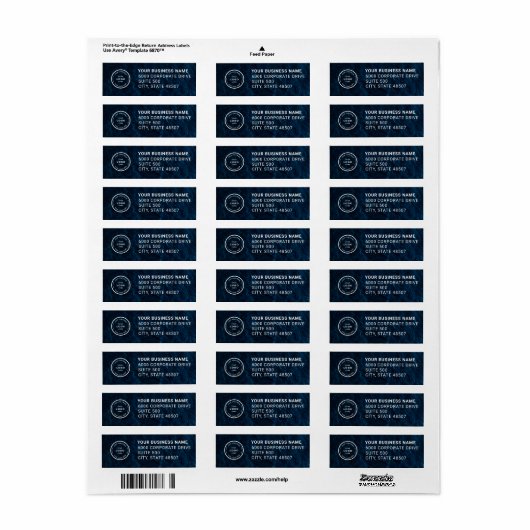 Étiquette Elegant Custom Business Return Address Label (Feuille entière)