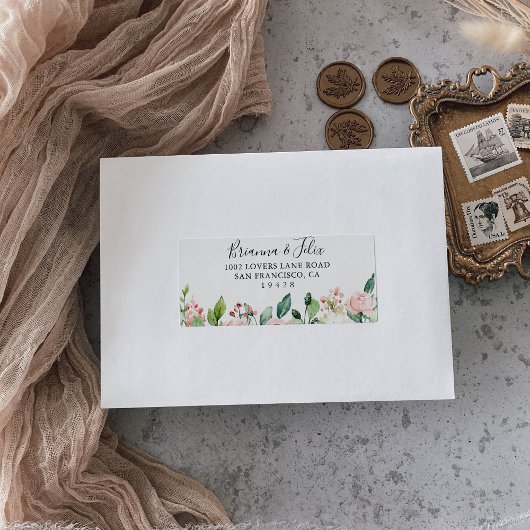 Étiquette Elégant Dainty Automne Floral Wedding RSVP Adresse
