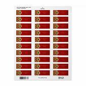 Étiquette Elégant damas noir rouge or (Feuille entière)