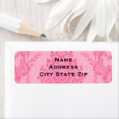 Étiquette Élégant damas rose (En situation)
