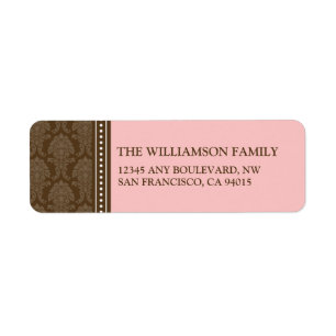 Étiquette Élégant Damask Return Address Labels (rose)