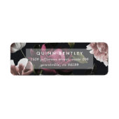 Étiquette Élégant Dark Floral Adresse de retour (Devant)