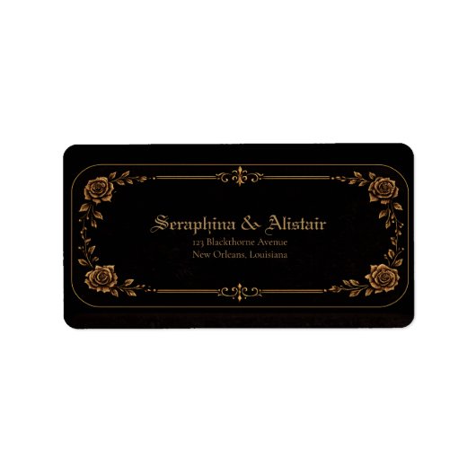 Étiquette Elegant Dark Gothic Wedding Address Labels (Devant)
