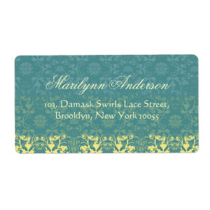Étiquette Elégant Dentelle Damas Floral Vintage Adresse de m