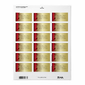 Étiquette Elégant design Mariage rouge et or (Feuille entière)