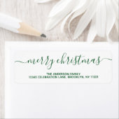 Étiquette Élégant design vert Joyeux Noël Script (En situation)
