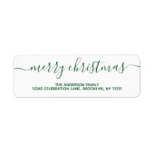 Étiquette Élégant design vert Joyeux Noël Script (Devant)