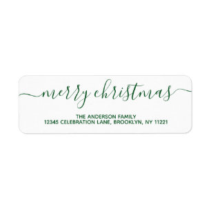Étiquette Élégant design vert Joyeux Noël Script