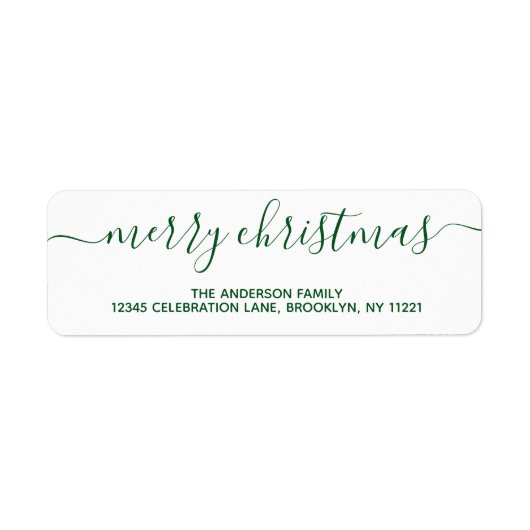 Étiquette Élégant design vert Joyeux Noël Script (Devant)