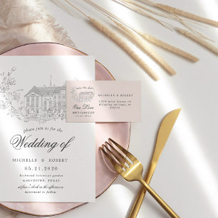 Étiquette Élégant Destination Floral Enregistrer La Date