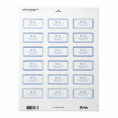 Étiquette Elégant deux Monogrammes Marine bleu géométrique (Feuille entière)