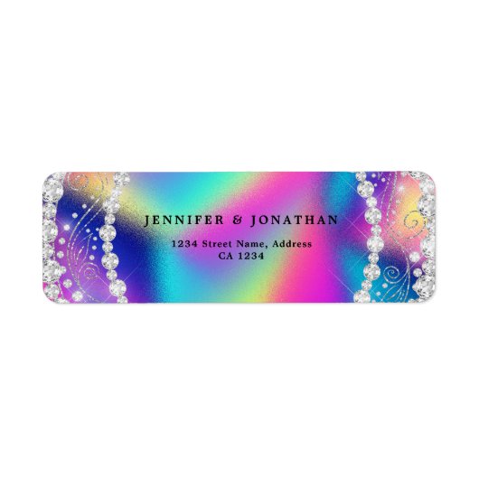 Étiquette Élégant diamant brillant chic arc-en-ciel coloré (Devant)