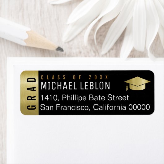 Étiquette Élégant Diplôme Nom du diplômé (En situation)