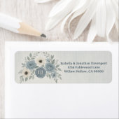 Étiquette Elegant Dusty Blue Floral Wax Seal Wedding (En situation)