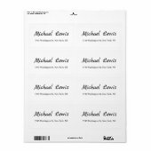 Étiquette Élégant écriture manuscrite noir et blanc minimali (Feuille entière)