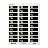 Étiquette Elégant Eléphant Floral Paisley Or, Noir (Feuille entière)