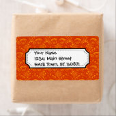 Étiquette Élégant et éclatant Orange Damask Lace Motif fille (En situation)