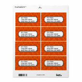 Étiquette Élégant et éclatant Orange Damask Lace Motif fille (Feuille entière)