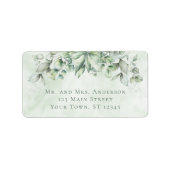 Étiquette Elegant Eucalyptus Feuille adresse Mariage (Devant)