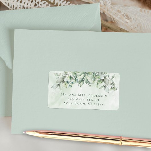 Étiquette Elegant Eucalyptus Feuille adresse Mariage