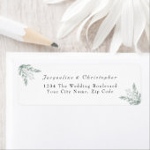 Étiquette Elegant Eucalyptus Floral Mariage Adresse de retou (En situation)