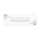 Étiquette Elegant Eucalyptus Floral Mariage Adresse de retou (Devant)