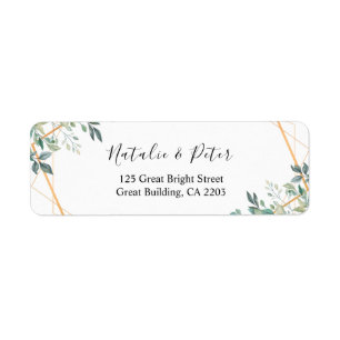 Étiquette Elegant Eucalyptus Greenery Gold Adresse de retour