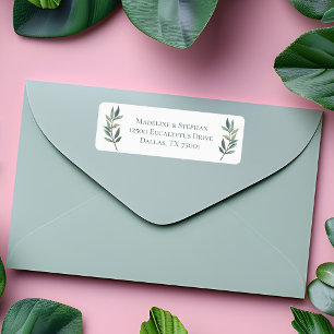 Étiquette Elegant Eucalyptus Leaf Botanique Adresse de retou