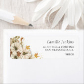 Étiquette Elegant Fall White Citrouille Adresse de retour (En situation)