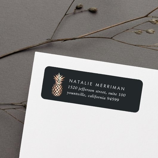 Étiquette Elegant Faux Copper Pineapple Return Address