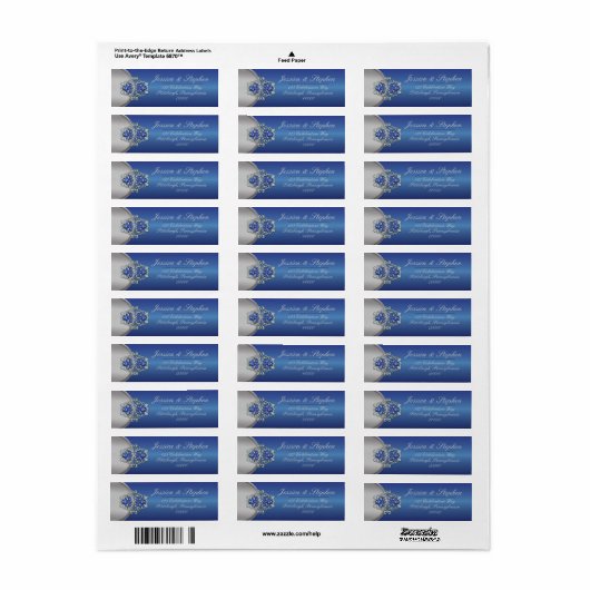 Étiquette Elégant Faux Diamonds Sapphire Clasps Mariage bleu (Feuille entière)