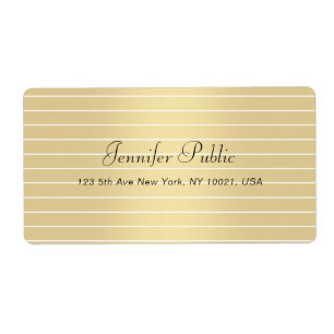 Étiquette Élégant Faux Gold Calligraphie Script Moderne tend