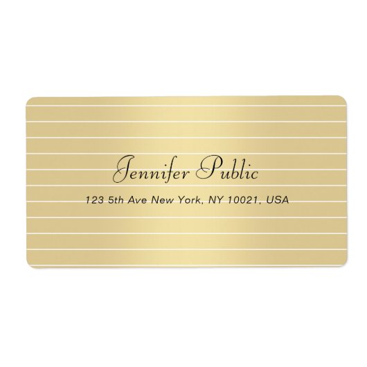 Étiquette Élégant Faux Gold Calligraphie Script Moderne tend (Devant)