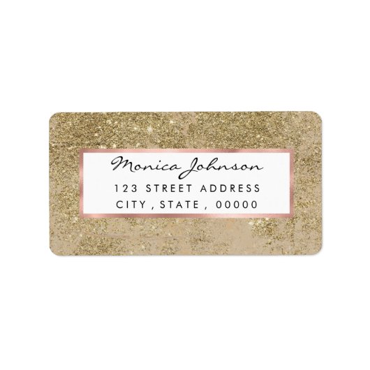 Étiquette Elégant faux or parties scintillant en ivoire moti (Devant)