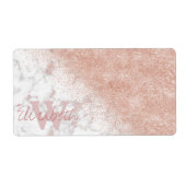 Étiquette Élégant faux rose en or confetti image en marbre b (Devant)