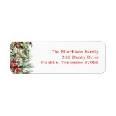 Étiquette Elegant Festive Greenery Holiday Adresse de retour (Devant)