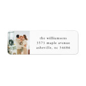 Étiquette Elegant Festive White Holiday Photo Retour Adresse (Devant)