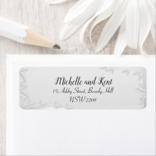 Étiquette Élégant Feuille Argent Mariage Adresse de retour L